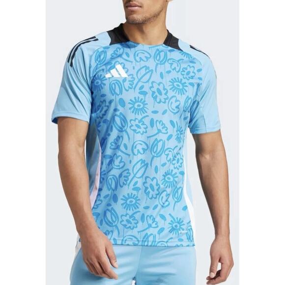 adidas Men's Tiro PB Jersey Short Sleeves Blue Slim Fit IS2772 Size L - NWT $60 - Picture 1 of 14